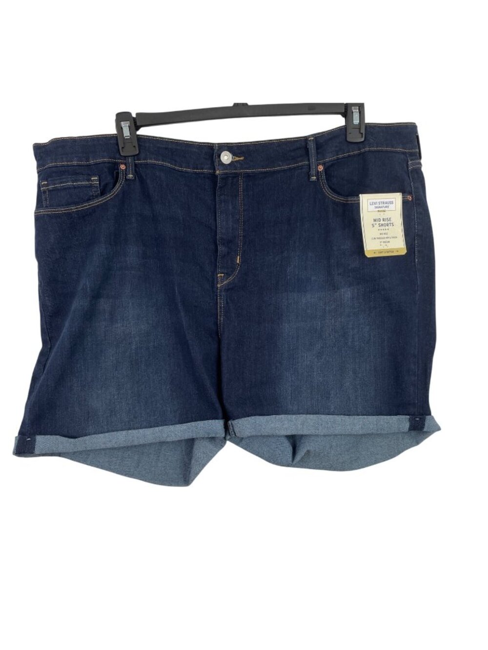 Levi Strauss Mid Rise Denim Shorts Slim Fit Women Size 22W Dark Wash